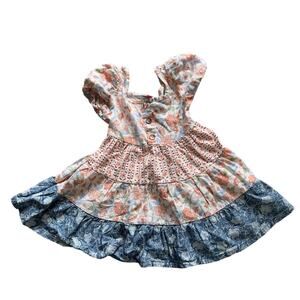 Vince Camuto 3T Girl's Floral Square Neck Linen Summer Dres